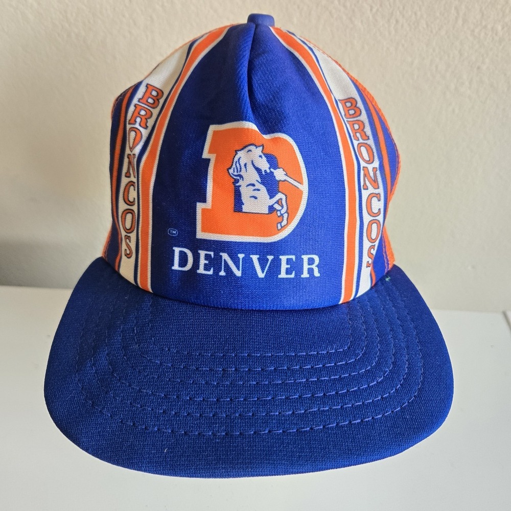 Vtg New Era Pro Design Denver Broncos SnapBack Trucker Hat Made USA Unstructured